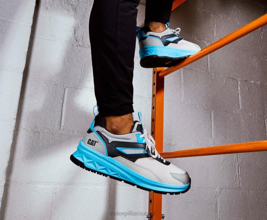 Caterpillar virtaviivaista juoksukenkä hiilikomposiittikärkistä miehet kirkkaan valkoinen/sininen | työkengät PZ4X83