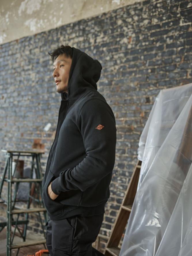 Caterpillar tulenkestävä keskipainoinen vetoketjullinen huppari miehet musta | topit & päällysvaatteet PZ4X238